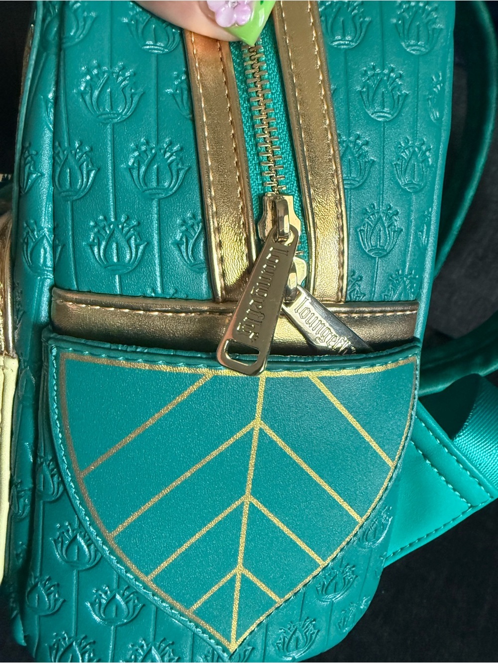 Hardtag Loungefly princess Tiana Teal Floral Mini Backpack with Matching Wallet - Picture 4 of 9
